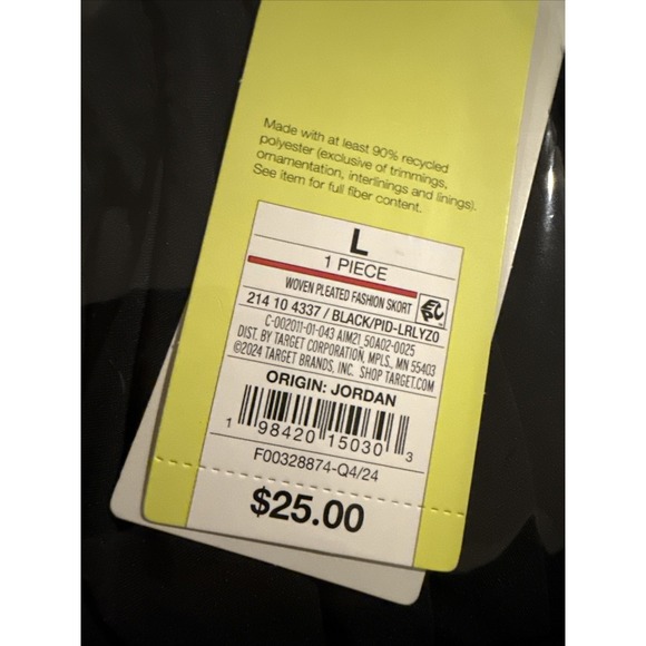 Pleated Black Athletic Skort L, Pockets Pickleball Skirt Tennis Golf Quick Dry - Picture 11 of 11